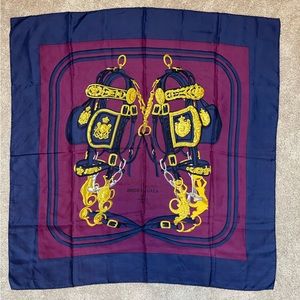 AUTHENTIC HERMES CARRE 90 SCARF "BRIDES DE GALA PAR" SILK NAVY PURPLE